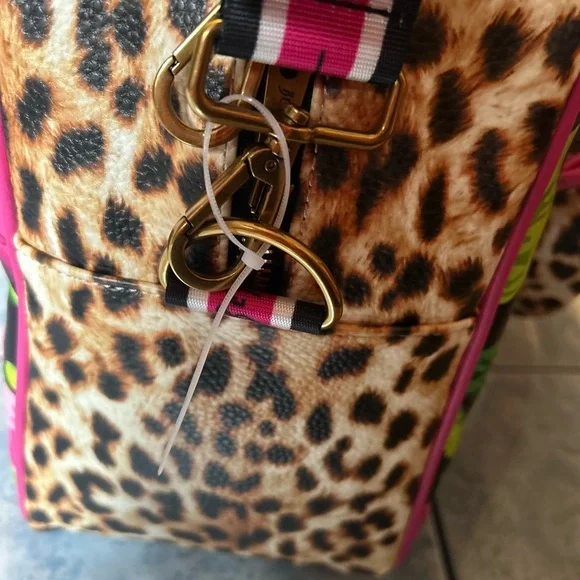 Betsey Johnson Pink and Brown Pickle Ball Bag with Leopard Print - Picture 10 of 16